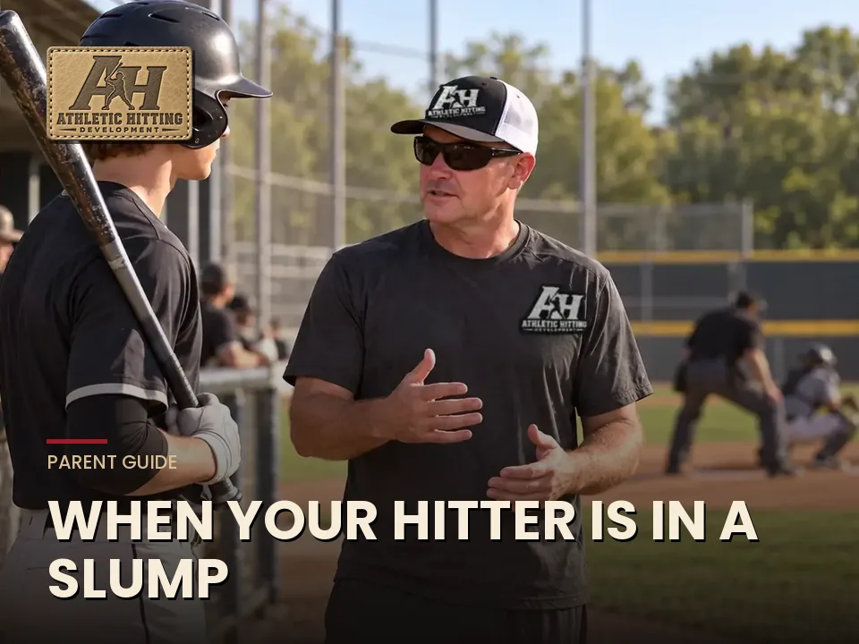 Coach talking a hitter through a slump at the backstop