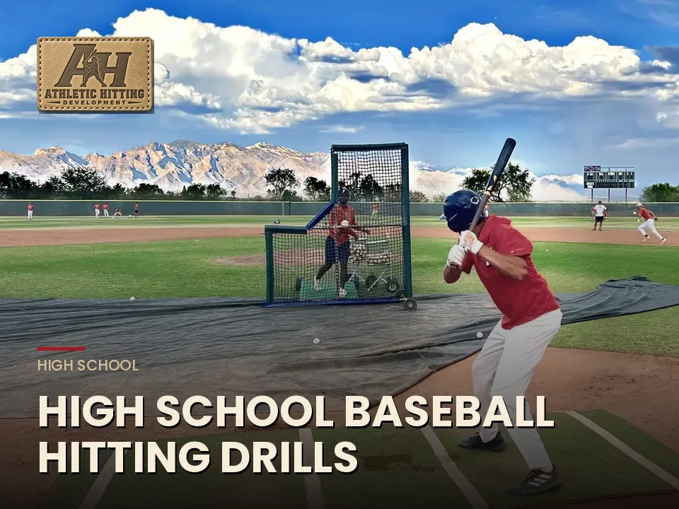 High school hitter taking batting practice on the field
