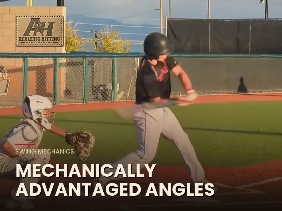 Hitter driving through contact with mechanically advantaged angles in the swing