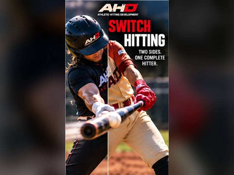 Split image of a hitter from both sides of the plate – Switch Hitting by Athletic Hitting Development