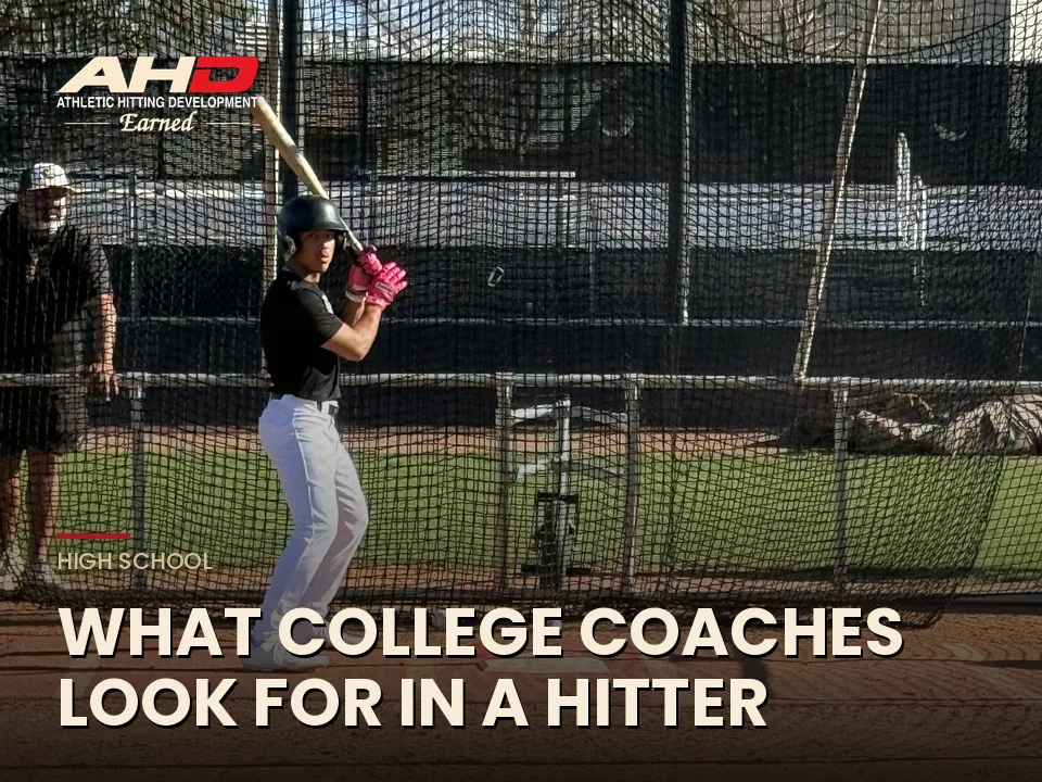 What College Coaches Look For in a Hitter: AHD checklist graphic