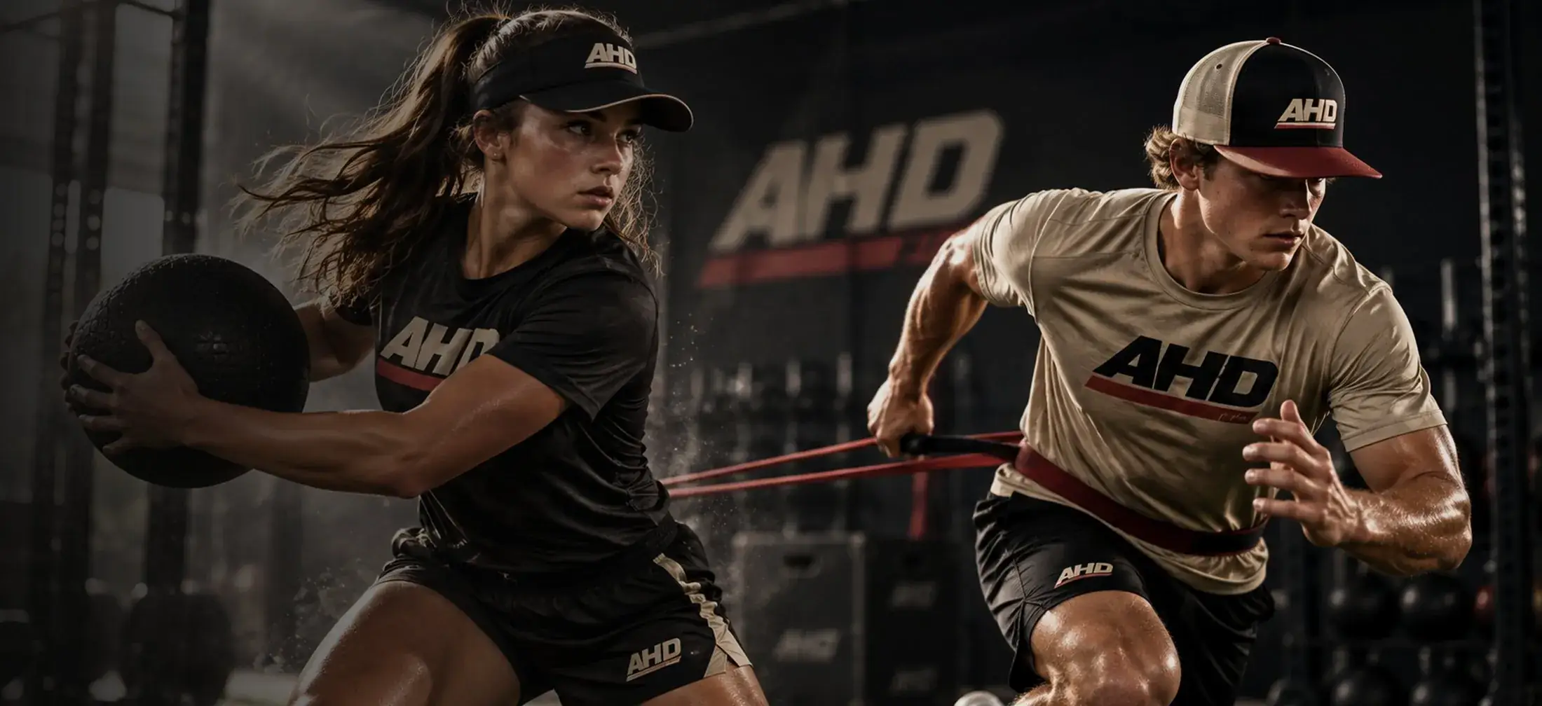Softball and baseball athletes training strength and speed with a medicine ball and resistance band
