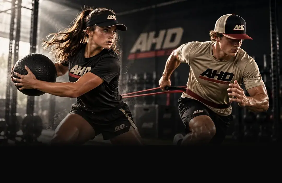 Softball and baseball athletes training strength and speed with a medicine ball and resistance band