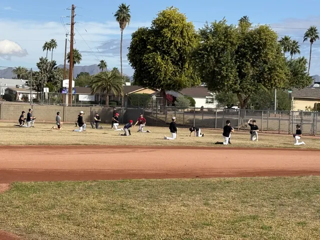 Throwing warm-ups to open an AHD camp in Scottsdale