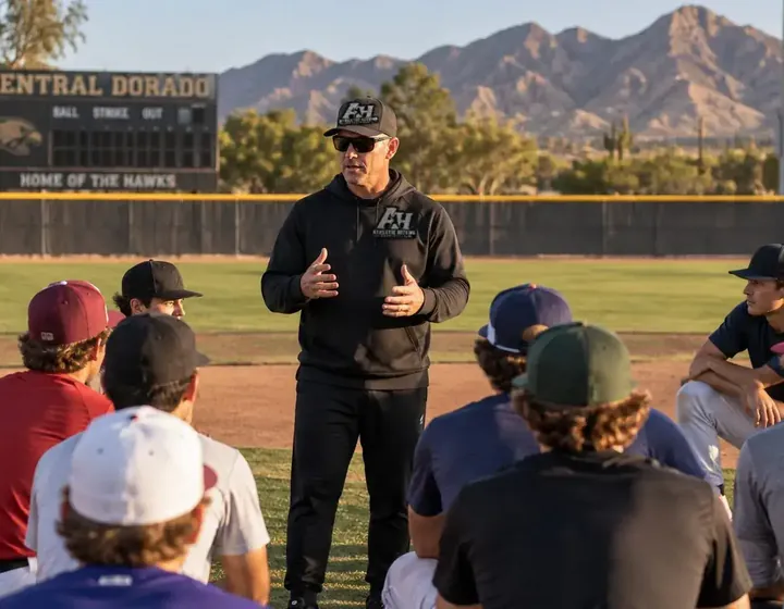 Coach leading a team talk