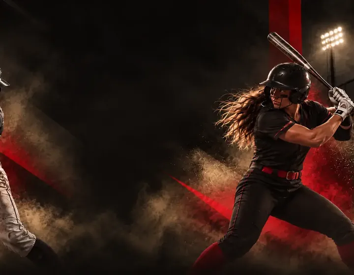 Softball hitter swinging