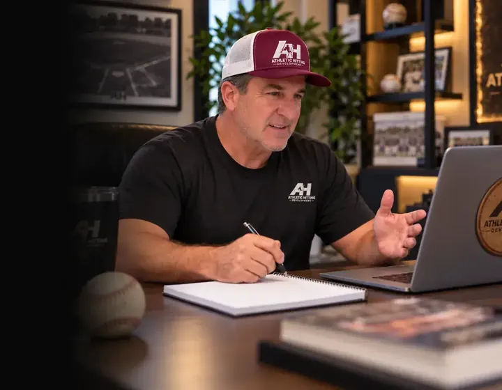 BK reviewing swing video